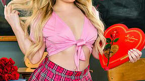 Bookworm beauty Haley Spades gives her teacher some wet university twat for Valentine's Day