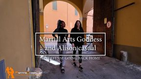 Martial Arts Goddess and Alison casual selfdefense going back home