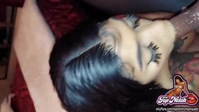 Hot Ebony Gets A Sloppy Face And Throat Fuck With Tons Of Spit