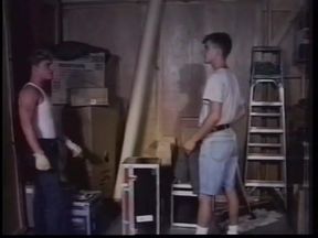 Cock hungry guy deep throats a long hard dick in the garage