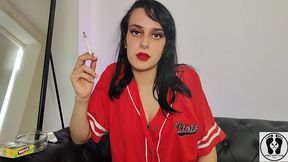 hot teen smoking deep respirating heavily long puffs cigarrets