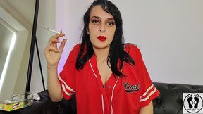 hot teen smoking deep respirating heavily long puffs cigarrets