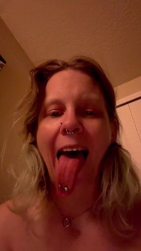 Teasing You All with My Long Pierced Tongue