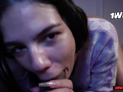 Shy but saucy, Aylla Mel gives the hottest blowjobs. HD porn with super-steamy