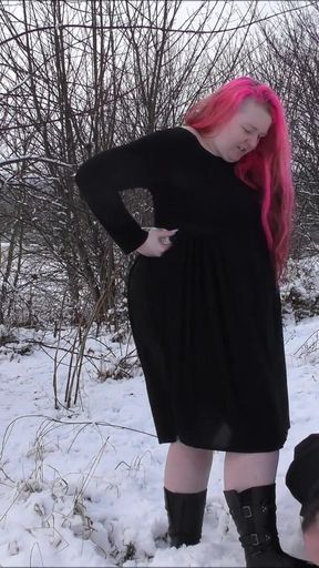 Boot worship in snow