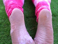 Couple pussys close to the Foot Fetish