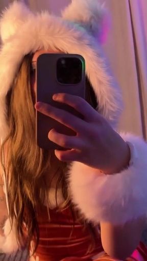 Christmas Trans Girl Jerks and Cums Using a Fleshlight Quickshot