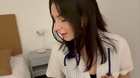 Petite Latina nurse takes big cock POV style