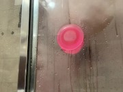 BBW FUCKS HER ASS WITH 8 INCH DILDO IN SHOWER