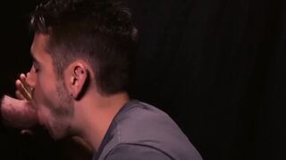 Hot glory hole blowjob and deepthroat with twink and daddy