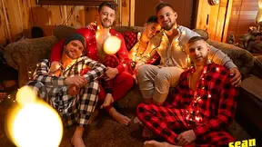 Hardcore gay orgy in the cabin in the woods