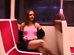 Train flashing no panties no bra