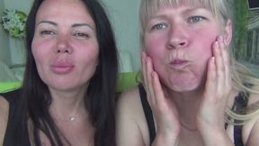 We puff out our cheeks and blow them out with different sounds a
