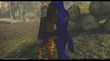 Furry jerkoff in Skyrim public scene
