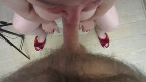 Mother-in-law with big tits fucked in the mouth again