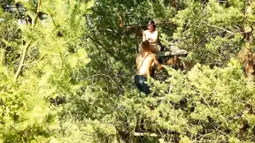 Sensual brunette in outdoor summer sex