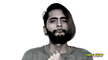 Hot Latino Jerking Off His Big Uncut Cock In Black and White - Camilo Brown