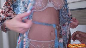 sexy pawg flight attendant fiona squirts & gets a massive creampie on her layover from mr majic