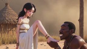 White Woman Tied in Africa - African Man Licking Her Feet