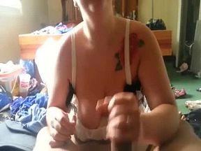 My brunette wife kneeling down in the morning to suck my cpo