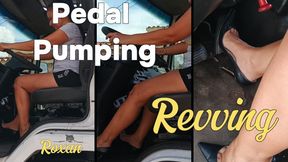 Pumping big cargo truck pedals with stiletto heels (3)
