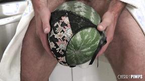 ”Horny Blonde Hawaiian Gizelle Blanco Catches Her Hubby Fucking A Watermelon”