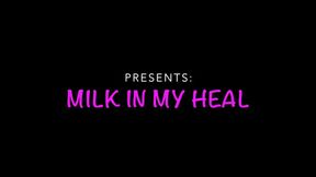 Girl with white nails snatches her heel milked then puts her toes in his cum