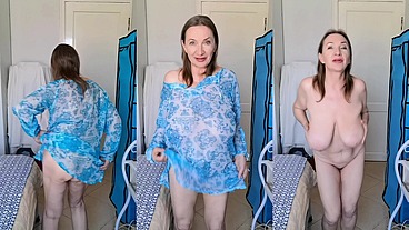 Sheer Blue Tease: She Knows You’re Watching