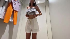 Lustful Busty Pervert Masturbates in a Fitting Room