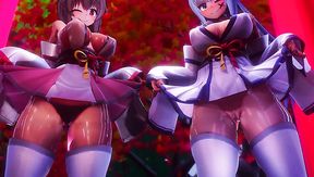 Shrine maidens Aqua and Yunyun are ready to serve - Konosuba Hentai