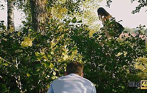 OLD4K. Enticing girl blows geezers mind and gets banged outdoors