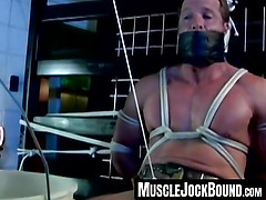 MuscleJockBound.com - Pain's firm balls punished in serious bondage session