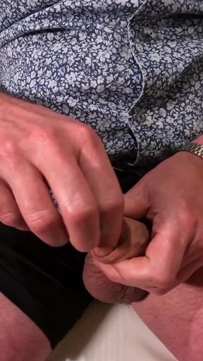 Uncut Bear Soft Cock Tease on the Edge of the Bed