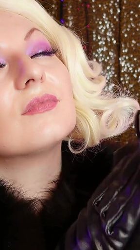 Blonde MILF in Leather Gloves and Fur: Fetish Asmr Free Video - Pretty Braces Face