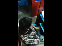 Str8 spy boy working his bulge in cyber cafe