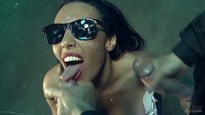 Rio Lee gets blasted with two huge cumshot by her chauffeurs