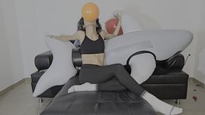 Marianna blows up balloons with her inflatable whale PART 2