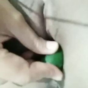 Muslim hijab Arab girl Fucking her Anal and pussy with cucumber