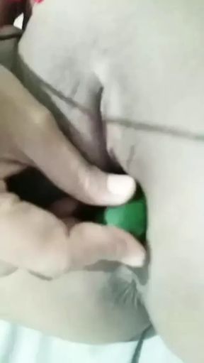Muslim hijab Arab girl Fucking her Anal and pussy with cucumber