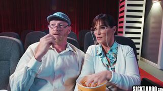 Cinema time and teen moaned during movie