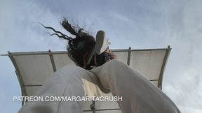 Slow Motion - POV: Shoe Party: Giantess puts her shoes on your face