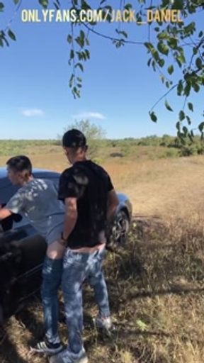 Straight guy fucked 18 year old student outdoor by car and both cum
