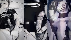 hot sissy slut shemale masturbates while smoking cigarette