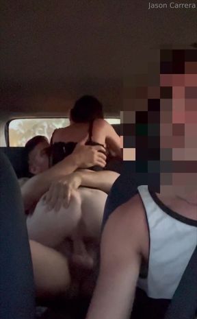 Fucking Tiny Lil Babe in the Uber, She Is so Horny That Jerks off the Driver - Massy Sweet