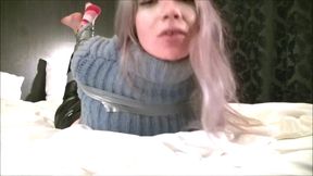 Bimbo Babysitter: Sock Stuffed, Mouth Taped, Panty Hooded and Ball Gagged in Tight Tape Bondage!