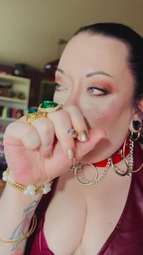 Leather Clad Tina Snua Smoking A Cigarette With Lots Of Dangles   Clip 1