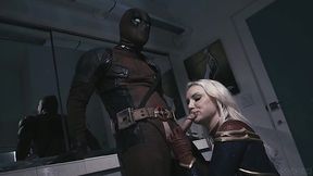 Kinky Captian Marvel and perv Deadpool hardcore backstage action
