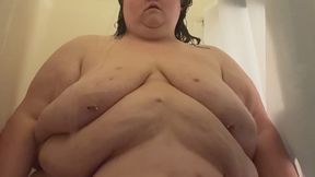 Slow motion shower with ssbbw hexsii as she jiggles and cleans her belly
