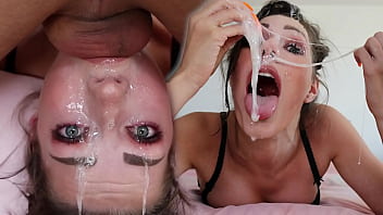 Sloppy Upside Down Throat Fuck - Balls Deep Facefucking