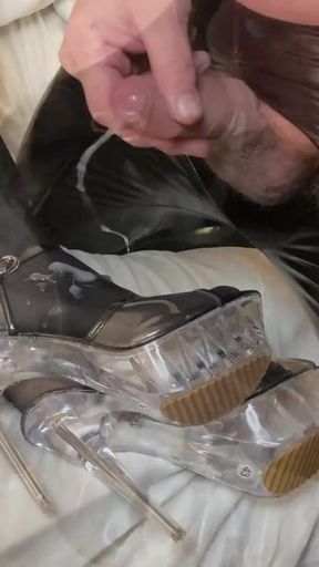 Epic moment from "Transparent High Heels Sandals Cum"